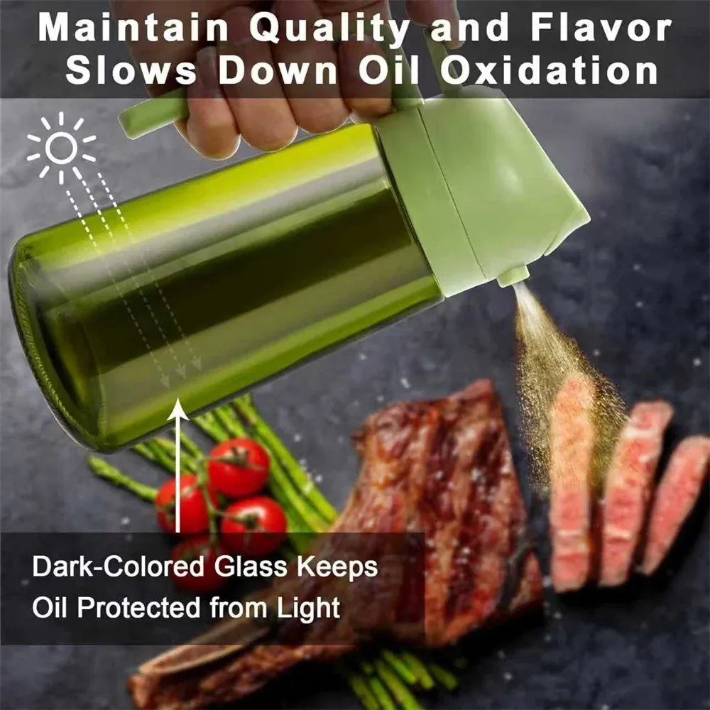 Glasflasche mit Kunststoffaufsatz zum Sprühen und Ausgießen von Öl – Bild 3
